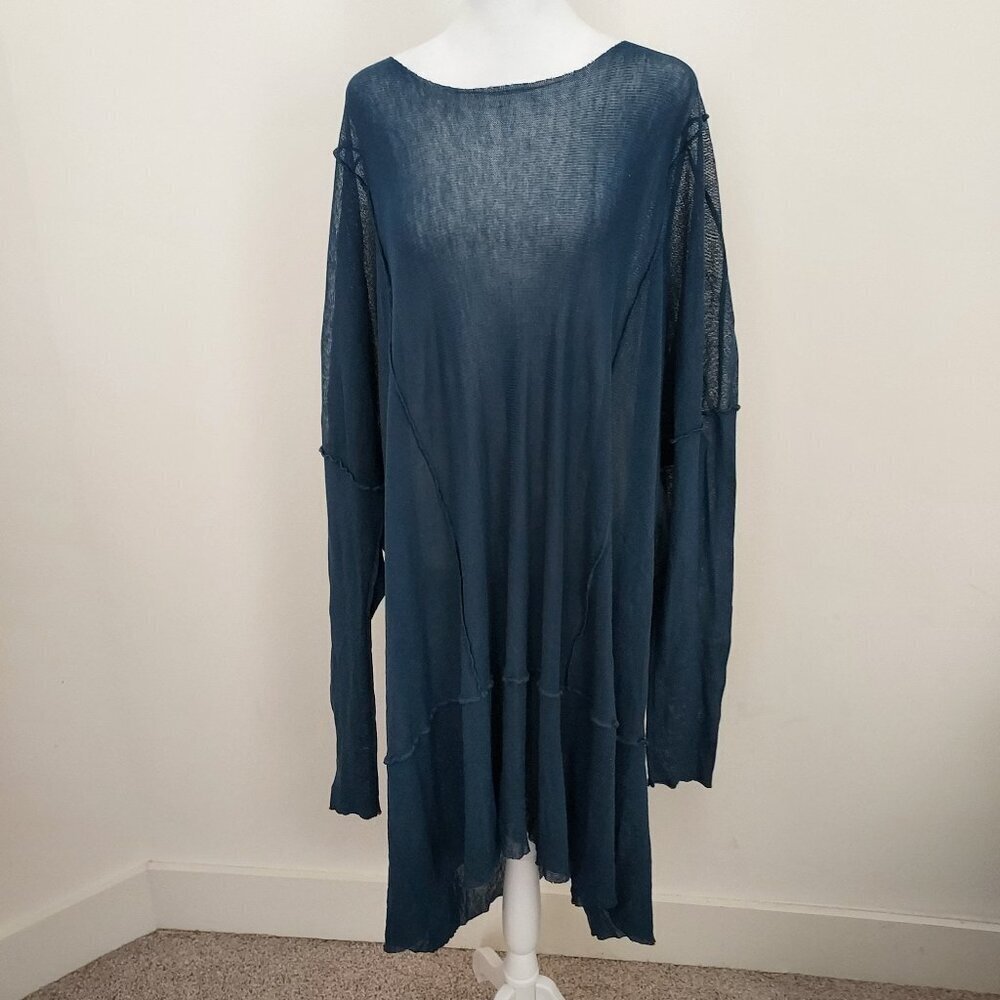 Blue Fish 100% Cotton Lagenlook Reverse Stitch Hi Low Midi Dress